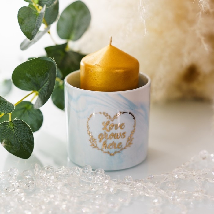 Горшок для цветов керамический с тиснением, кашпо &laquo;Расти&raquo;, 8 х 7,5 см