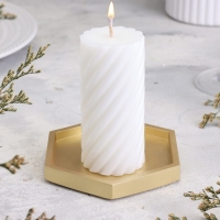 Подсвечник "Шестигранник. Мрамор" из гипса,9,7х11,3х1см,золото Подсвечник "Шестигранник. Мрамор" из гипса,9,7х11,3х1см,золото