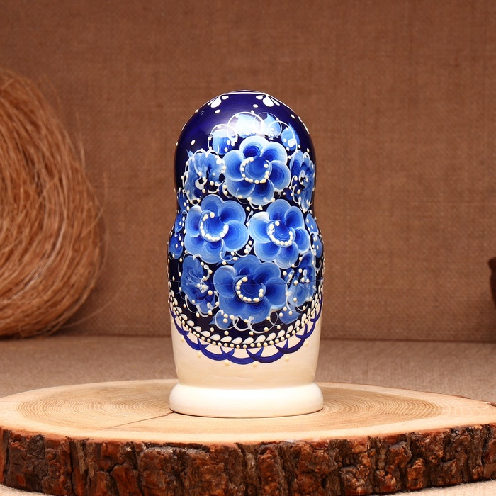 Матрёшка &laquo;Гжель&raquo;, высокая, 5 кукольная, люкс