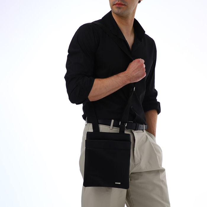 Сумка мужская через плечо TEXTURA, искусственная кожа, цвет чёрный