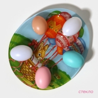 Подставка стеклянная для яиц 10 ячеек Доляна &laquo;Пасхальный кролик&raquo;, 24&times;20,5 см
