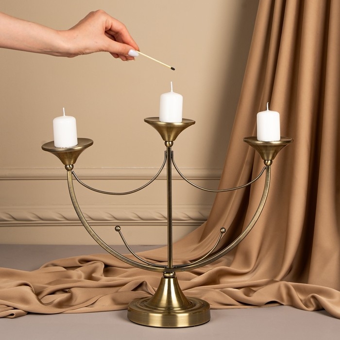 Подсвечник металл &laquo;Герцог&raquo;, на 3 свечи, 44 х 14 х 24 см