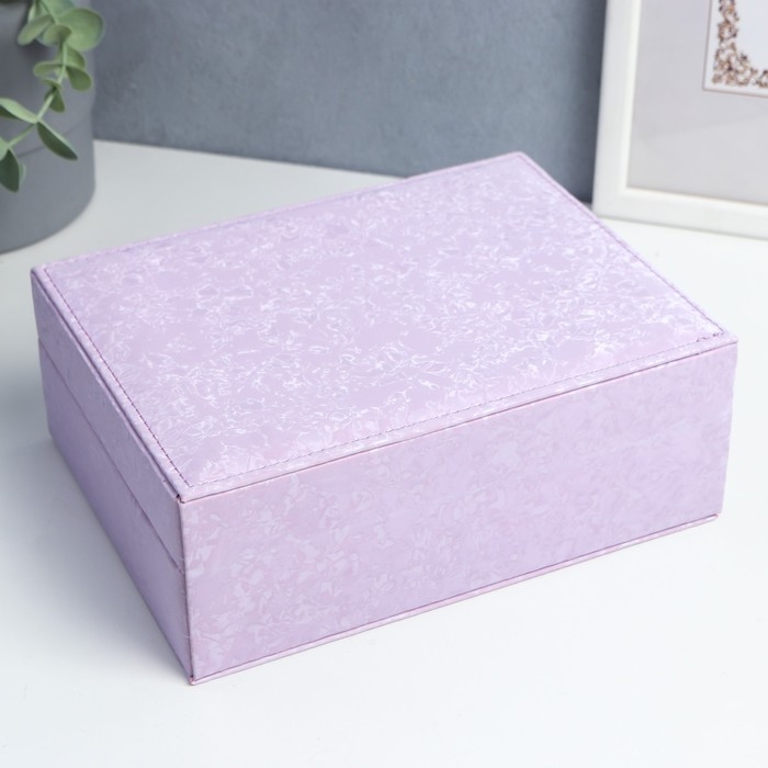 Шкатулка кожзам под часы 2 отделения и бижутерию Шкатулка кожзам под часы 2 отделения и бижутерию "Под бархат" сиреневая 8х15,5х20,5 см