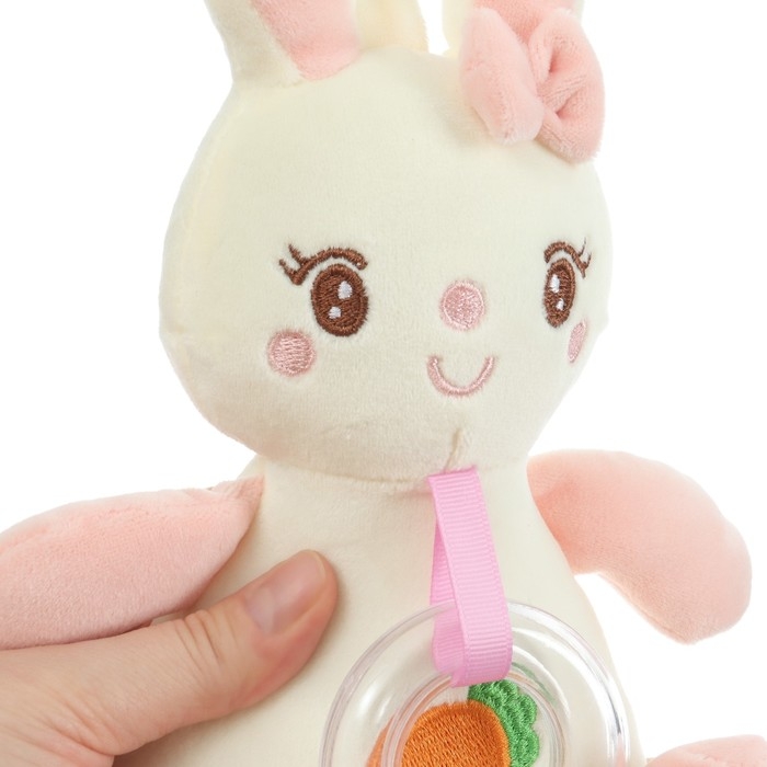 Подвеска музыкальная &laquo;Милая зайка&raquo;, заводная, с погремушкой, на кроватку, коляску, Крошка Я