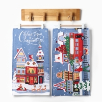 Набор кухонных полотенец «Доляна» Праздник в городе 35х60см-2шт, 100% хл Набор кухонных полотенец «Доляна» Праздник в городе 35х60см-2шт, 100% хл