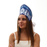 Кокошник «Голубые цветы на синем», бумага Кокошник «Голубые цветы на синем», бумага