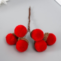 Цветы для декорирования "Хлопчик" красный 1 букет= 6 веточек d=2 см 11 см