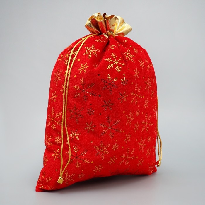 Мешочек подарочный &laquo;С лучшими пожеланиями&raquo;, снежинки, тиснение, 30 х 40 см, Новый год
