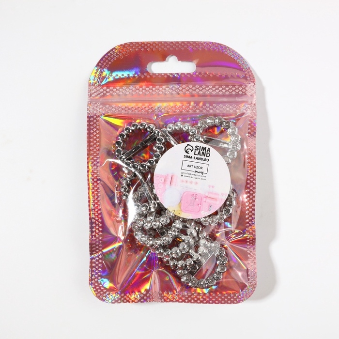 Пряжки кабошоны со стразами &laquo;Круг&raquo; для бантиков, d = 18 мм, 10 шт, цвет серебряный