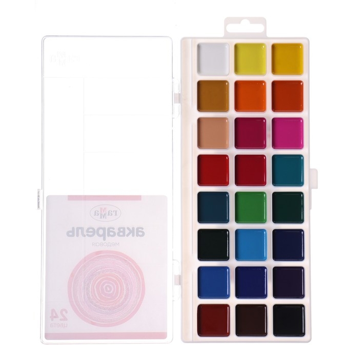 Акварель 24 цвета Гамма "Орнамент", медовая, без кисти, пластиковая упаковка, европодвес