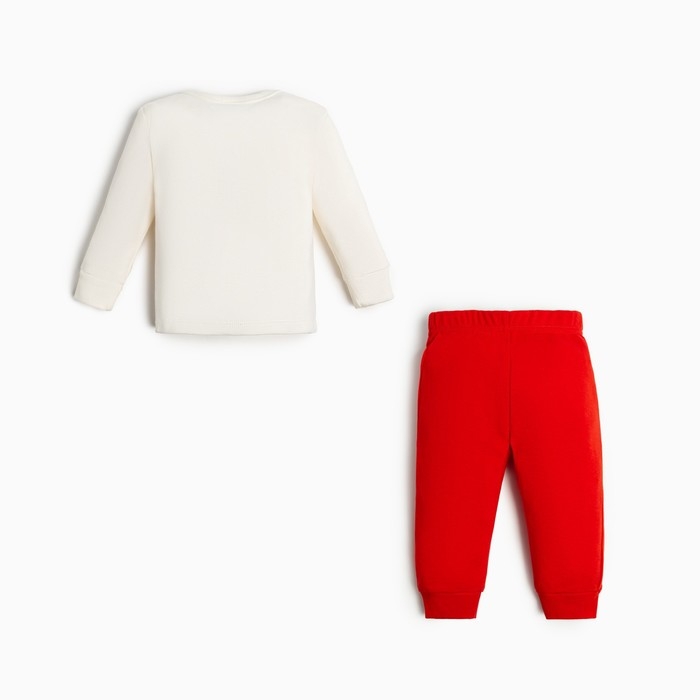 Комплект: джемпер и брюки Крошка Я &laquo;Новогодние зверята&raquo;, рост 80-86 см, цвет красный/белый