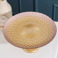 Блюдо сервировочное «Барокко», d=28 см, на ножке, цвет золотой с розовым Блюдо сервировочное «Барокко», d=28 см, на ножке, цвет золотой с розовым