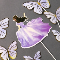 Набор топперов &laquo;Девушка с бабочками&raquo;, набор 7 шт., цвет фиолетовый