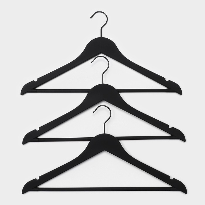 Плечики - вешалка для одежды LaDо́m Soft-touch, 44&times;3&times;23,5 см, 3 шт, с перекладиной, широкие плечики