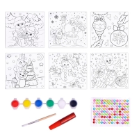 Ёлочные шары под раскраску на новый год &laquo;Новогодние чудеса&raquo;, 6 шт, краски, новогодний набор для творчества