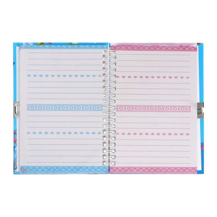 Записная книжка подарочная на замочке, А6+, 50 листов, линия, "Бабочка", МИКС