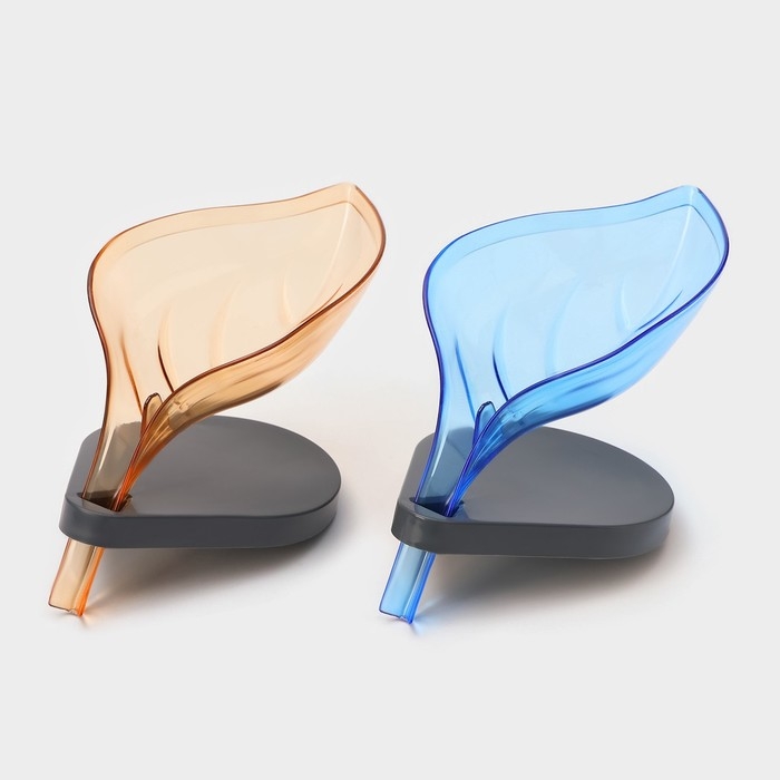 Мыльница на присосках Доляна &laquo;Лист&raquo;, пластик, 21&times;9&times;15 см, цвет МИКС