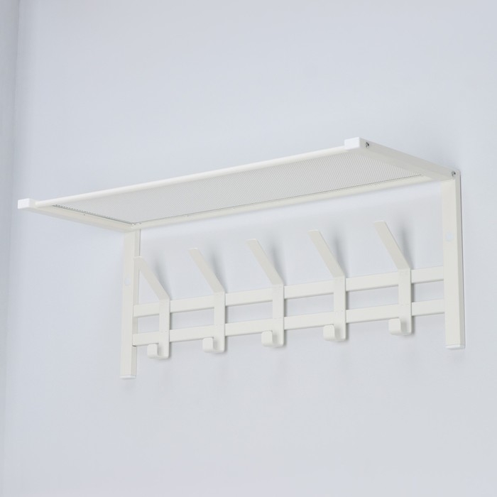 Вешалка с полкой «Торонто 21», 67×27×27 см, 5 двойных крючков, цвет белый Вешалка с полкой «Торонто 21», 67×27×27 см, 5 двойных крючков, цвет белый