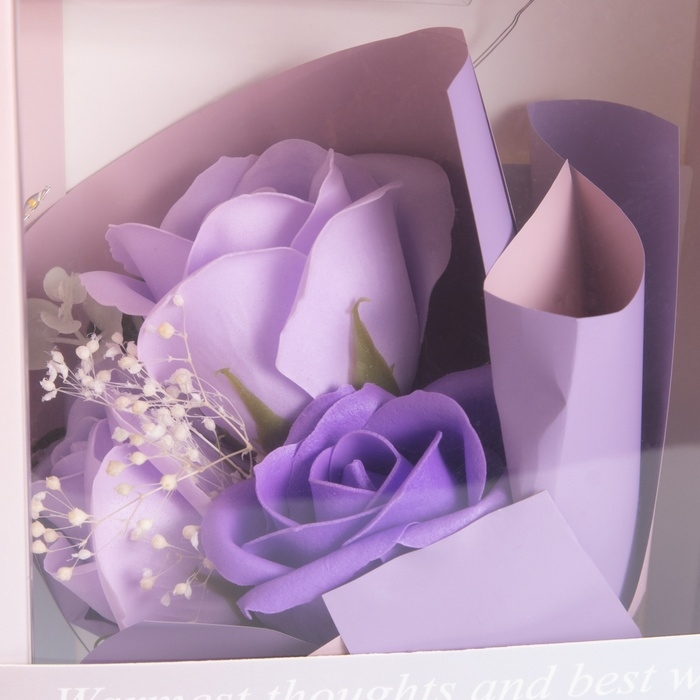 Ночник &laquo;Букет роз&raquo; розовый LED 3хAG10 7.5х15.5х23см