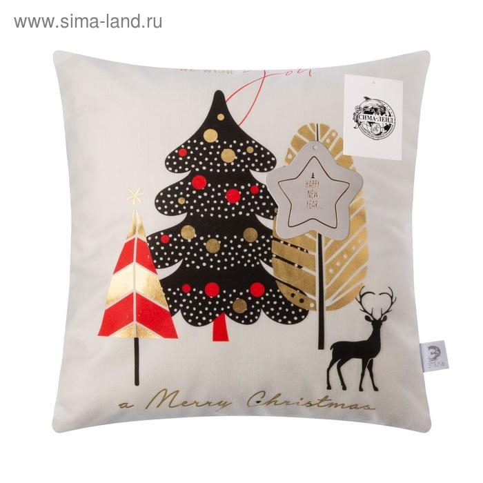 Чехол на подушку Этель "Merry Christmas" 40х40 см, 100% п/э, велюр