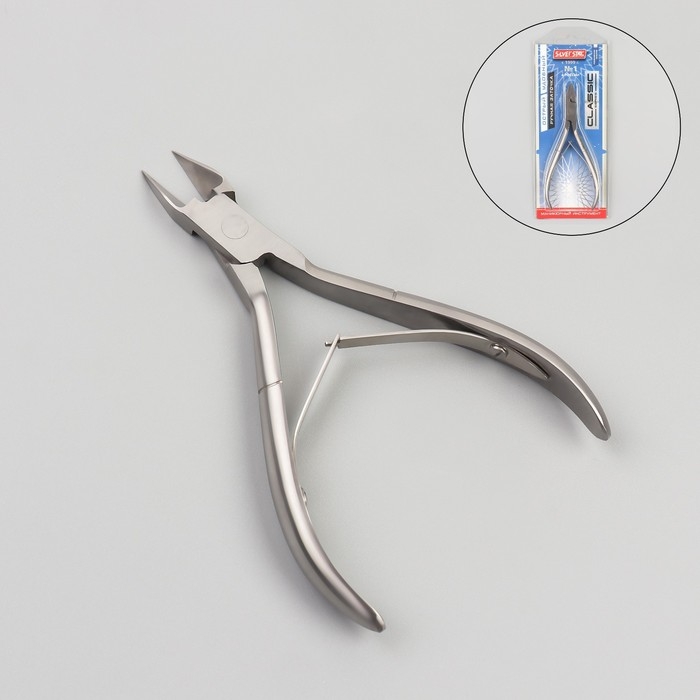 Кусачки педикюрные, прямое лезвие, двойная пружина, 11,5 см, длина лезвия - 14 мм, на блистере, цвет серебристый, АТ-1207 Кусачки педикюрные, прямое лезвие, двойная пружина, 11,5 см, длина лезвия - 14 мм, на блистере, цвет серебристый, АТ-1207