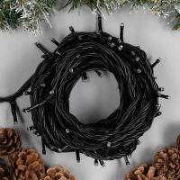 Гирлянда &laquo;Нить&raquo; 10 м, IP44, УМС, тёмная нить, 100 LED, свечение зелёное, 220 В