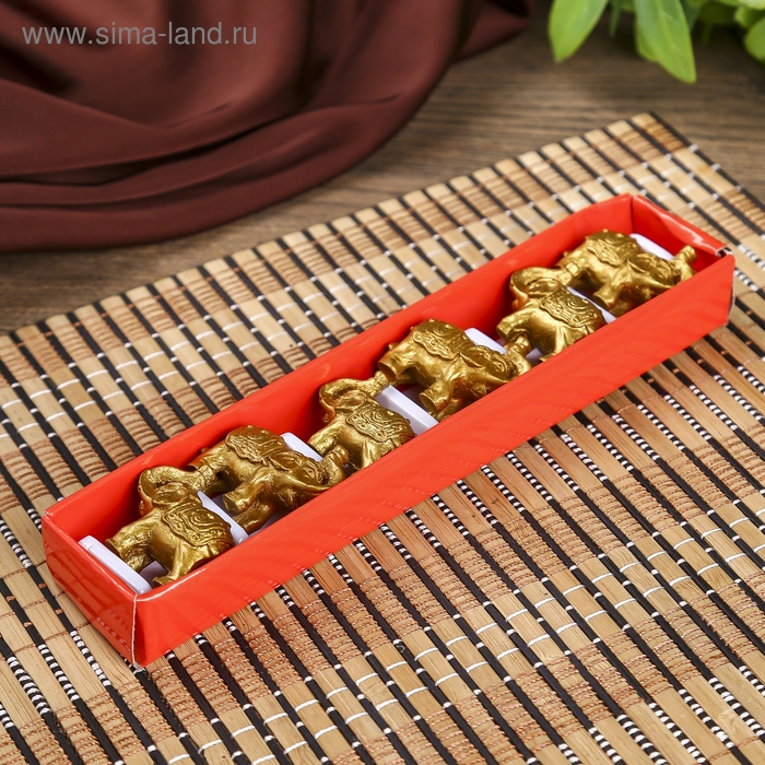 Нэцке полистоун Нэцке полистоун "Золотые слоны" набор 6 шт 3х3,5х1,7 см