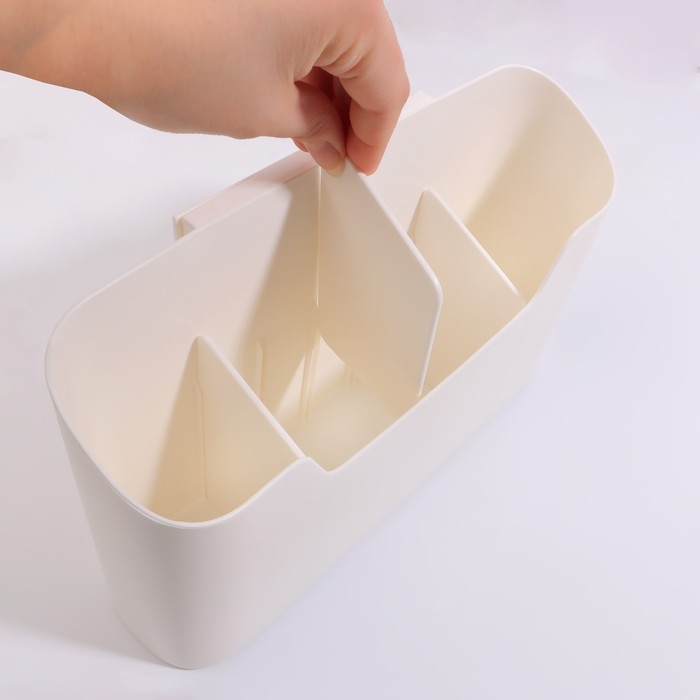 Органайзер для хранения &laquo;Нежность&raquo;, навесной, 4 секции, с клеевой основой, 26,8 &times; 16,2 см, цвет белый