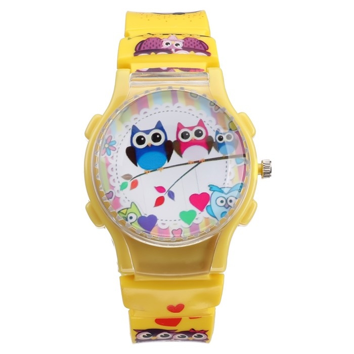 Часы наручные детские, "Птички", d-3,5 см, ремешок силикон l-21,5 см