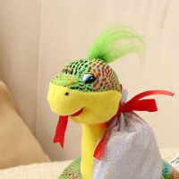 Мягкая игрушка &laquo;Змея&raquo;, с подарочным мешком, 15 см, цвет зелёный