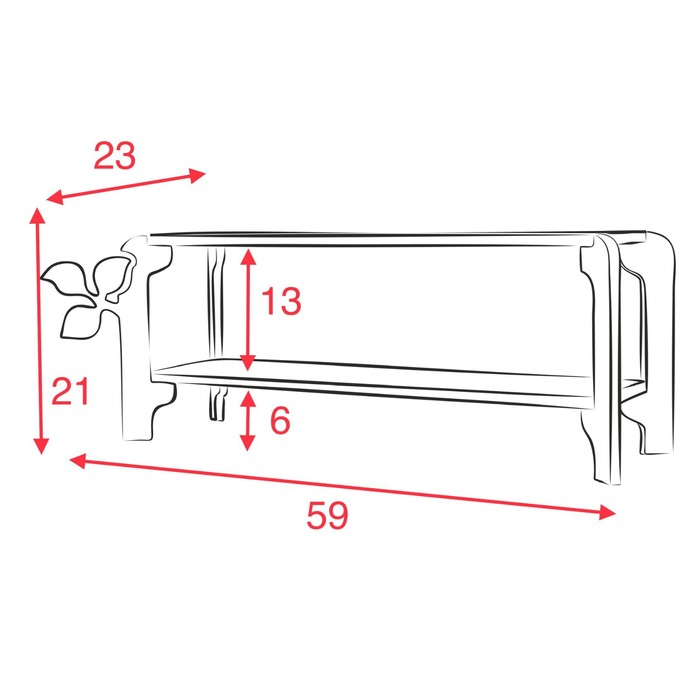 Полка для цветов двухъярусная Полка для цветов двухъярусная "Флора" 21х59х23 см, неокрашенная (для декорирования)