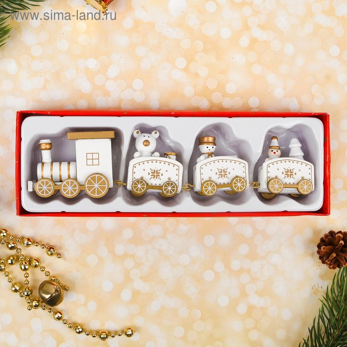 Сувенир «Новогодний поезд», 19 см, цвет белый Сувенир «Новогодний поезд», 19 см, цвет белый