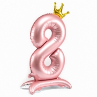 Шар фольгированный 42" «Цифра 8 с короной» на подставке, цвет розовый Шар фольгированный 42" «Цифра 8 с короной» на подставке, цвет розовый