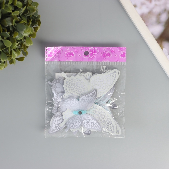 Магнит пластик светится в темноте Магнит пластик светится в темноте "Серые бабочки" двойные крылья набор 12 шт