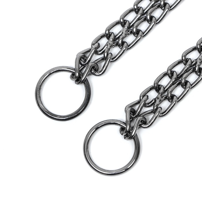 Ошейник - удавка металлический двухрядный, 45 см, толщина проволоки 2 мм, черный Ошейник - удавка металлический двухрядный, 45 см, толщина проволоки 2 мм, черный