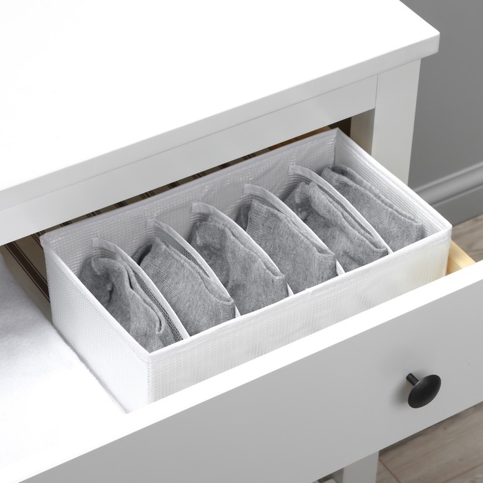 Органайзер для хранения белья LaDо́m, 6 ячеек, 28×16×10 см, цвет белый Органайзер для хранения белья LaDо́m, 6 ячеек, 28×16×10 см, цвет белый