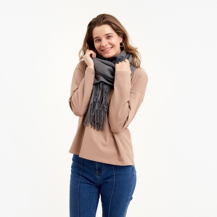 Палантин женский MINAKU однотонный цв. серый, размер 68*180 см Палантин женский MINAKU однотонный цв. серый, размер 68*180 см