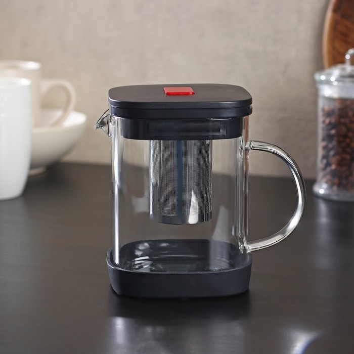 Чайник стеклянный заварочный &laquo;Хюгге&raquo;, 600 мл, с металлическим ситом