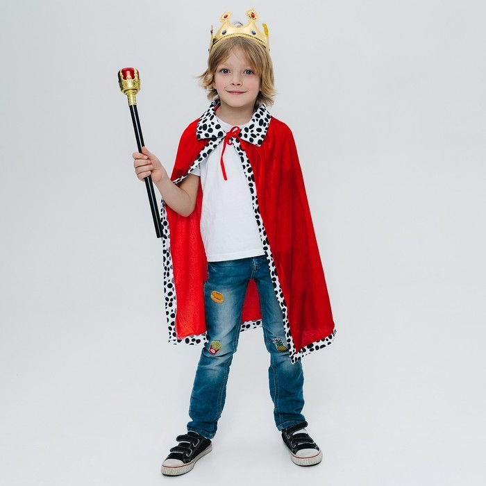 Карнавальный набор &laquo;Важный король&raquo;: плащ, корона на липучках, жезл