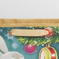 Пакет подарочный новогодний крафтовый вертикальный &laquo;С Новым годом!&raquo;, ML 23 х 27 х 8 см, Новый год