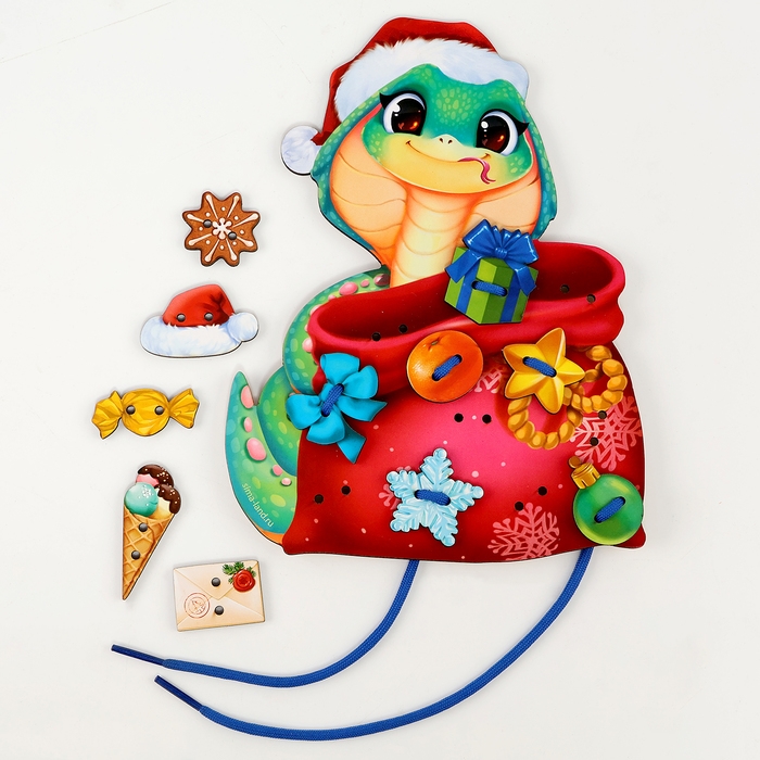 Шнуровка на новый год &laquo;Змея спешит на ёлку&raquo;, новогодняя игрушка для детей, символ года 2025