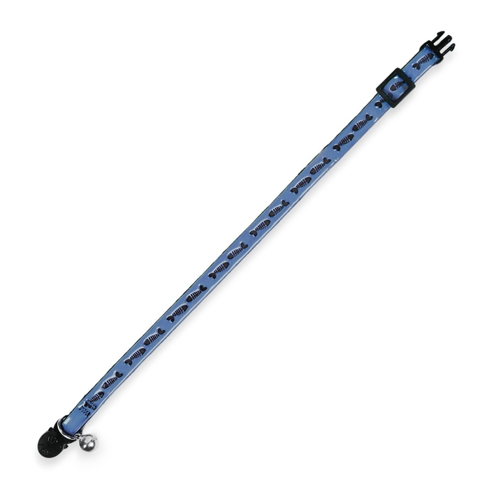 Ошейник кошачий со светоотражающим покрытием Ошейник кошачий со светоотражающим покрытием "Рыбки", 30 х 1 см, голубой