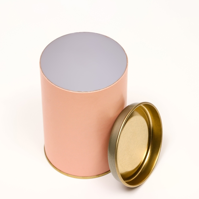 Тубус 73х110 мм (90 мм внутренняя высота), картон, персиковая, металлическая крышка Тубус 73х110 мм (90 мм внутренняя высота), картон, персиковая, металлическая крышка