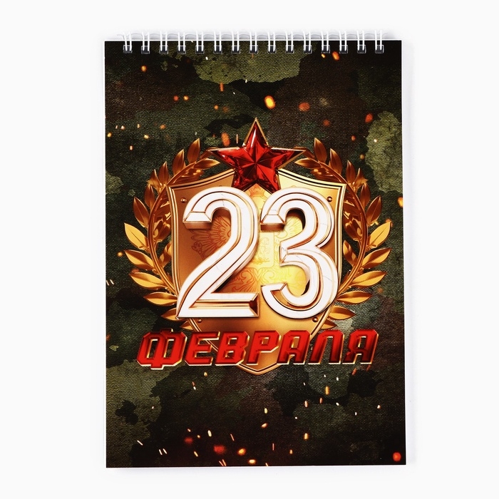 Блокноты А5,40 л на гребне, обложка картон Блокноты А5,40 л на гребне, обложка картон "С 23 февраля"