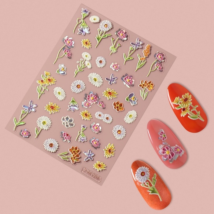 Наклейки для ногтей «На поле», объёмные, разноцветные Наклейки для ногтей «На поле», объёмные, разноцветные