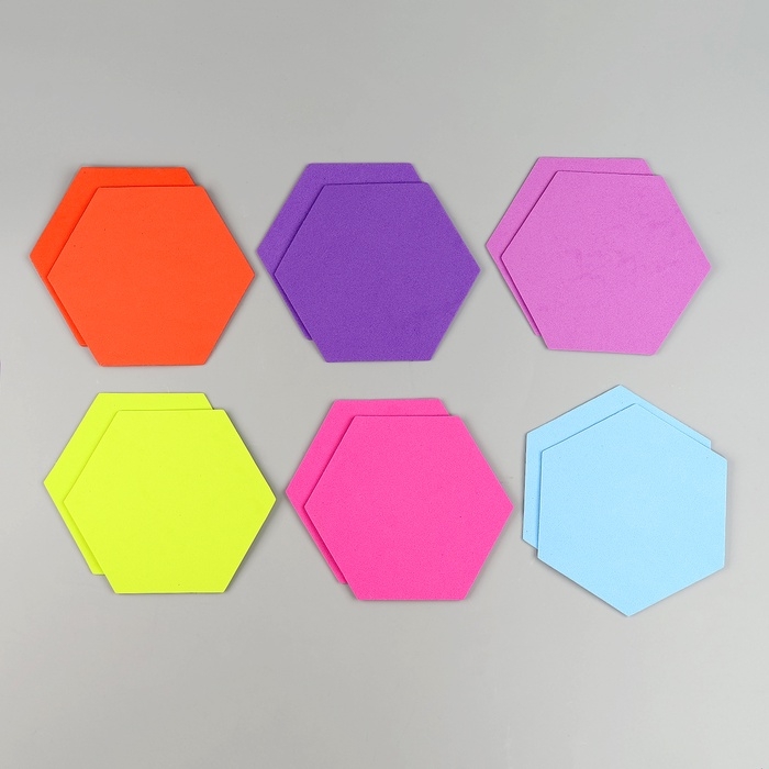 Набор фигурок из EVA Набор фигурок из EVA "Шестиугольник", 12 шт, цвет МИКС