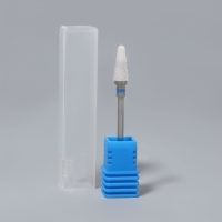 Фреза керамическая для маникюра &laquo;Конус скруглённый&raquo;, средняя нарезка, 6 &times; 14 мм, в пластиковом футляре, цвет белый