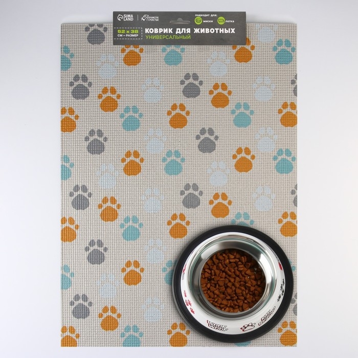 Коврик под миску &laquo;Лапки светлые&raquo;, 52х38х0,3см