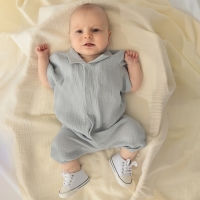 Комбинезон Крошка Я Муслин,р. 80-86, серо-голубой