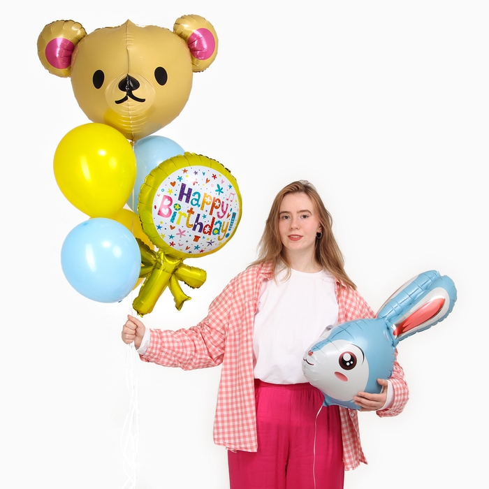 Набор шаров &laquo;Happy Birthday. Зверюшки&raquo;, латекс, фольга, 7 шт.